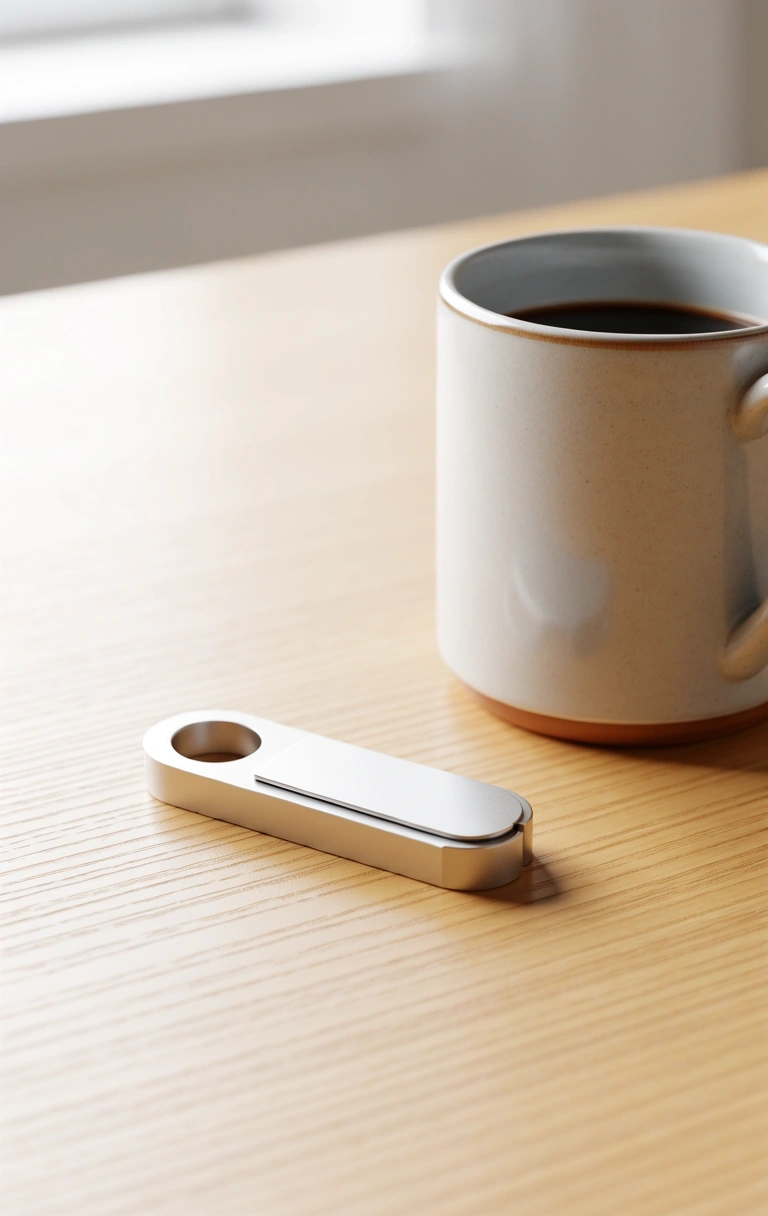 Digital security hardware on a clean desk